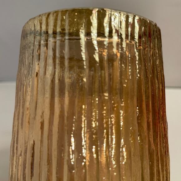 Pair Large Vintage Jeannette Tree Bark Variant Carnival Glass 23 oz Glasses - Picture 5 of 11